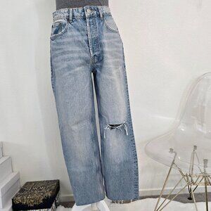 Zara Ripped Straight- leg Jeans - Size 6
